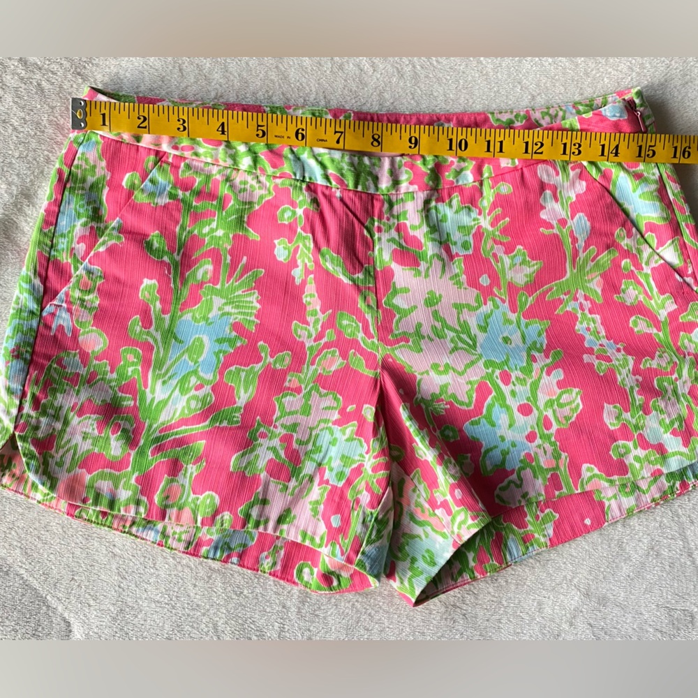 Lilly Pulitzer Adie Shorts Pink Green Flamingo Southern Charm Print Size 2 Women - Picture 13 of 16